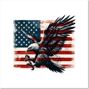 American Flag with Bald Eagle Posters and Art